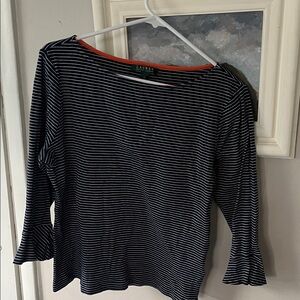 Ralph Lauren Navy/White Striped MidSleeve Top